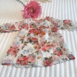 Little Lass Girls Floral Crocheted Coverup Kimono Size 12months